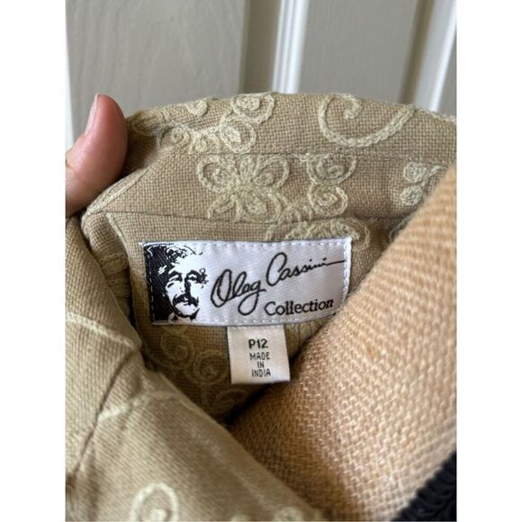 Oleg Cassini Women's Embroidered Floral Tapestry Blazer Jacket Tan Size 12P - Picture 4 of 7